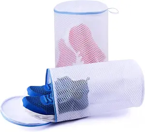 Shoes Wash Bags, 2 Pcs Shoe Washing Machine Bag,shoe laundry bag for washing machine，Honeycomb Mesh Laundry Bags with Zipper for Sneakers,Running Shoes,Sock,Bras,Delicates and Toys（14 in x 7.8 in）