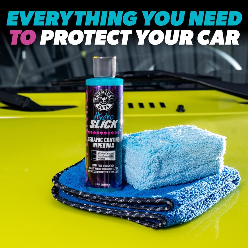 CHEMICAL GUYS HydroSlick Ceramic Coating Kit – HyperWax Formula for Deep Gloss, Hydrophobic Protection, and Long-Lasting Shine | Easy DIY Ceramic Coating for Cars, Trucks & SUVs | Replaces Car Wax | Long Lasting Protection