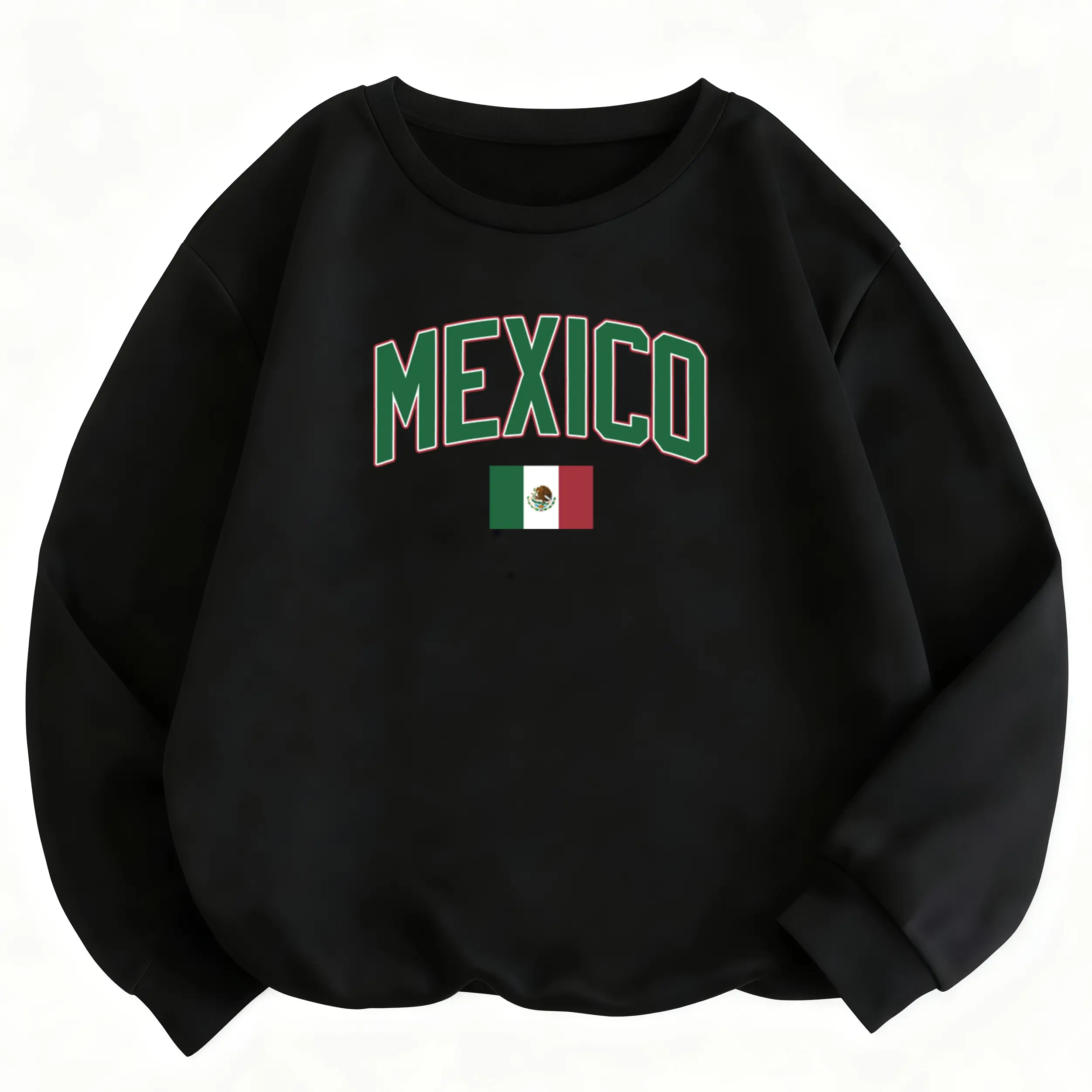 Women's Mexican Pride Sweatshirt, Vintage Graphic Crewneck Top, Soft Fitted Cut Long Sleeve for Casual Wear, Long Sleeve Tops Womenswear