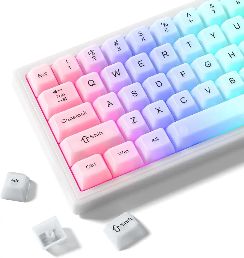 Womier Cute Jelly Keycaps ,MDA Profile Transparent Clear Custom Key Cap Set for All US Layout Cherry MX, Mechanical Keyboard