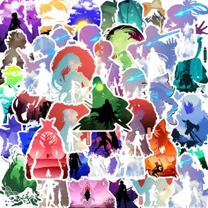 54pcs Anime Theme Waterproof Sticker Set, Car Water Bottle Luggage Phone Laptop Decals, Durable & Reusable Adhesive Labels