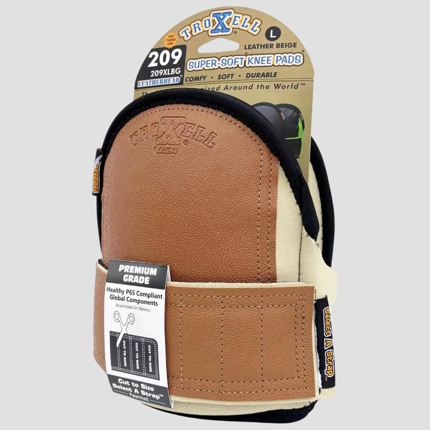 TROXELL USA SuperSoft Leatherhead Kneepads - (Large Size / Bagged in Pairs) | Professional Work Knee Pads for Flooring, Roofing, Tile & Construction