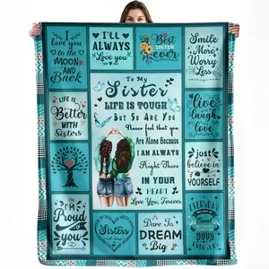 To My Sister Blanket Sister Gift Inspirational Message Throw