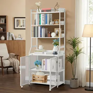2-in-1 Bookshelf and Desk Combo, Modern Metal Chipboard Storage Bookcase, Space-Saving Integrated Shelving Unit for Study Room Small Apartment Home Office