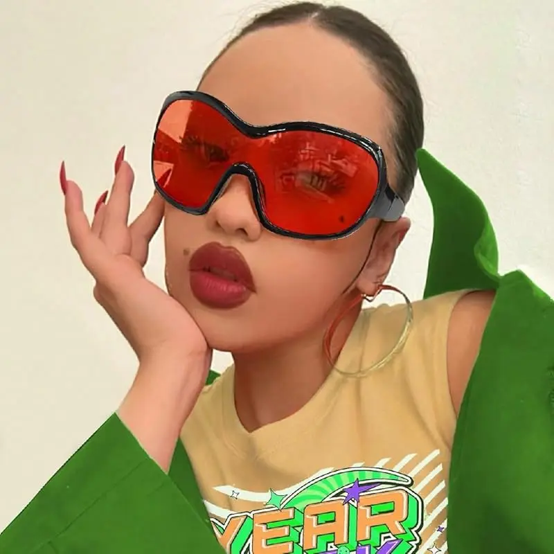 Oversized Trendy Wrap Around Sunglasses for Women Men - Cool  display picture 2