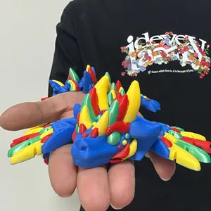 [Collectible] 3D-Printed Rainbow Dragon Model – 1-Piece Collectible Animal Ornament, 3D Printable Dragon Statue, Ideal for Home or Office Desk Decor, Perfect Christmas Gift, 3D Printable Figurine, Animal-Shaped Decoration