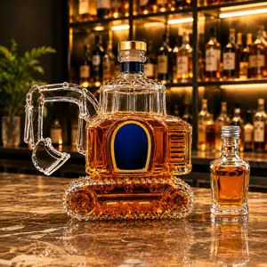 Excavator Shaped Whiskey Glass Decanter, High Borosilicate Glass, Includes a 50ml Mini Glass Bottle, No Liquid Included, Home Bar Decor, Construction Worker Gifts for Men, Dad, Husband Lightweight