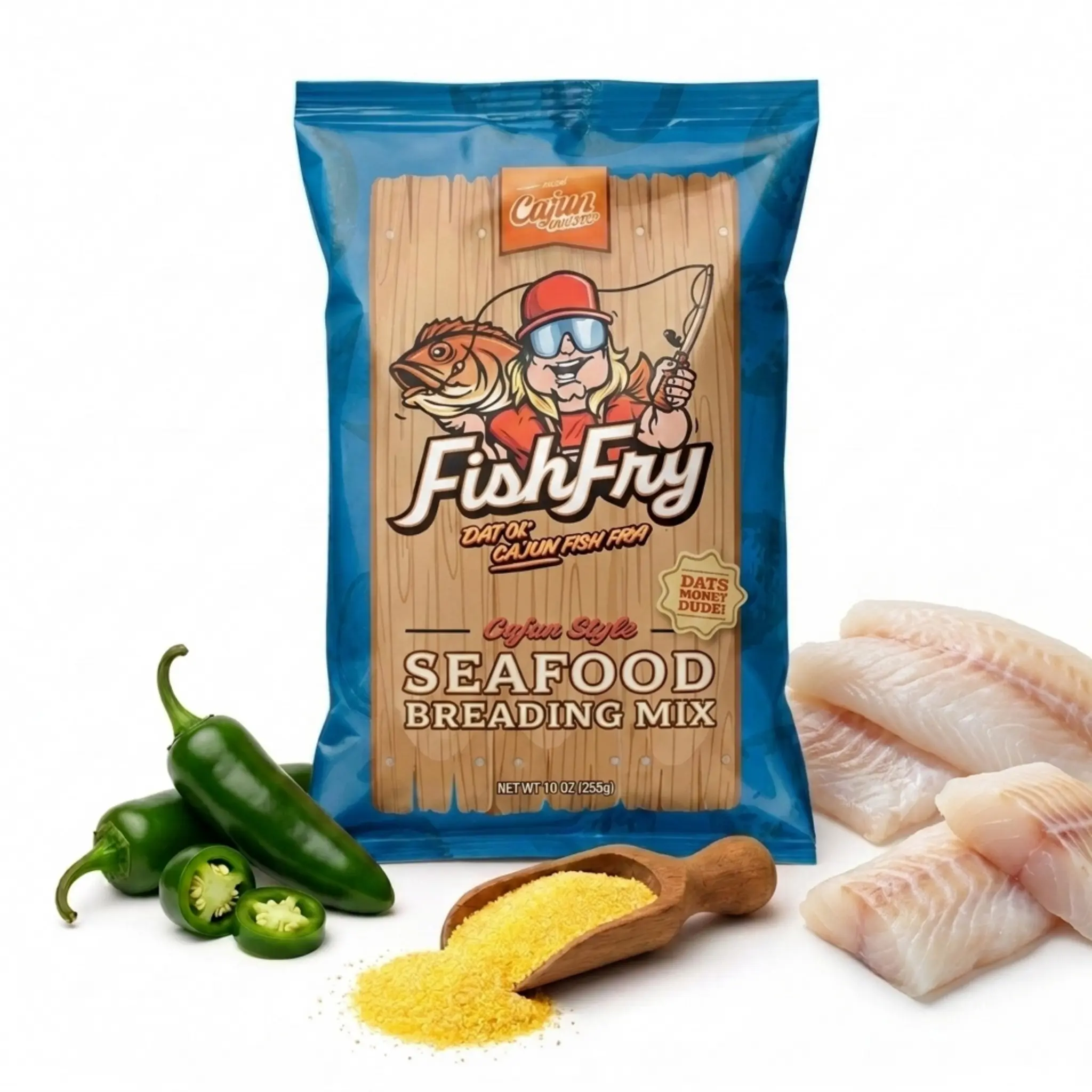 Cajun 2 Step Dried Fish Fry Mix, 10oz Bold Hot Spicy Flavor Spice Seasoning - Crunchy Seafood Frying Cupboard Essential, US Bagged Cooking Staple