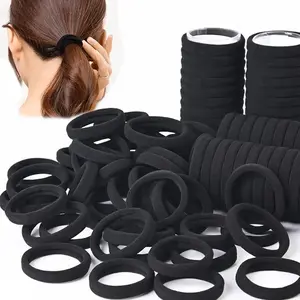 100PCS Black Hair Ties Elastic Bands Ponytail Holders Women Girls Bulk Set