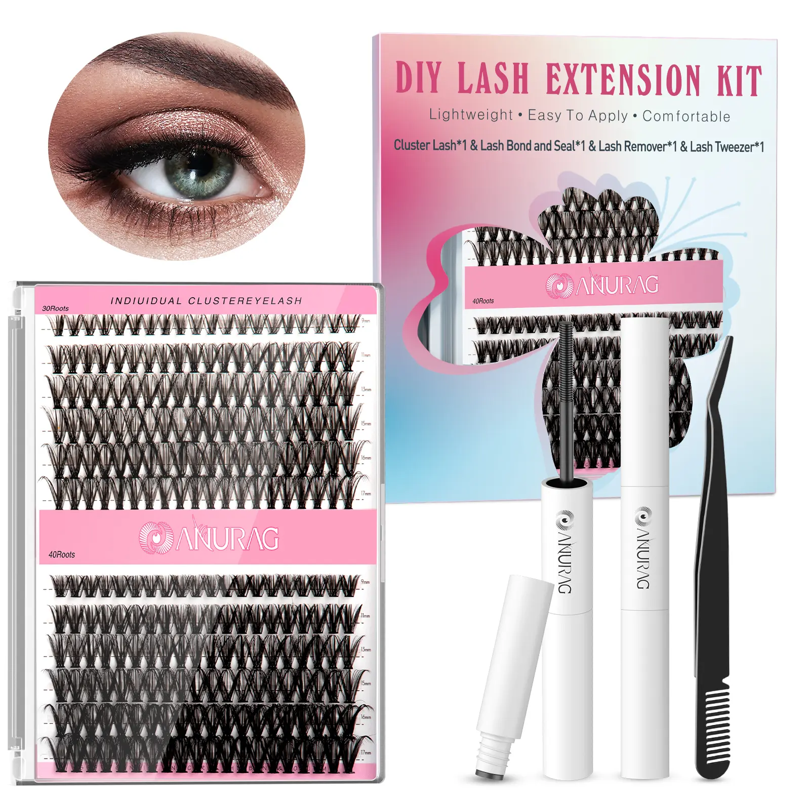 1 Set Natural Look Eyelash Extensions & Accessories, Women's Self Extensions Curling False Eyelashes, Cosmetics, Eyelash Extension Kit, Cluster Eyelash Kit, Eyelash Extension Adhesive, Eyelash Remover lashes eyelash  gifts，#SummerWins #DealsForYouDays