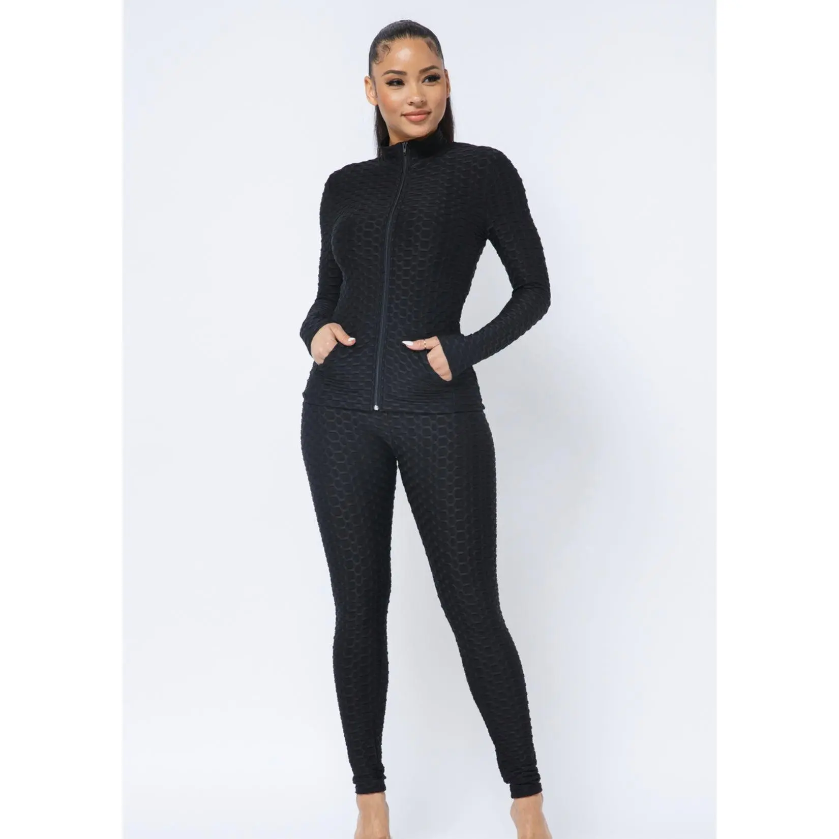 Honeycomb Two Piece Leggings Jacket Set