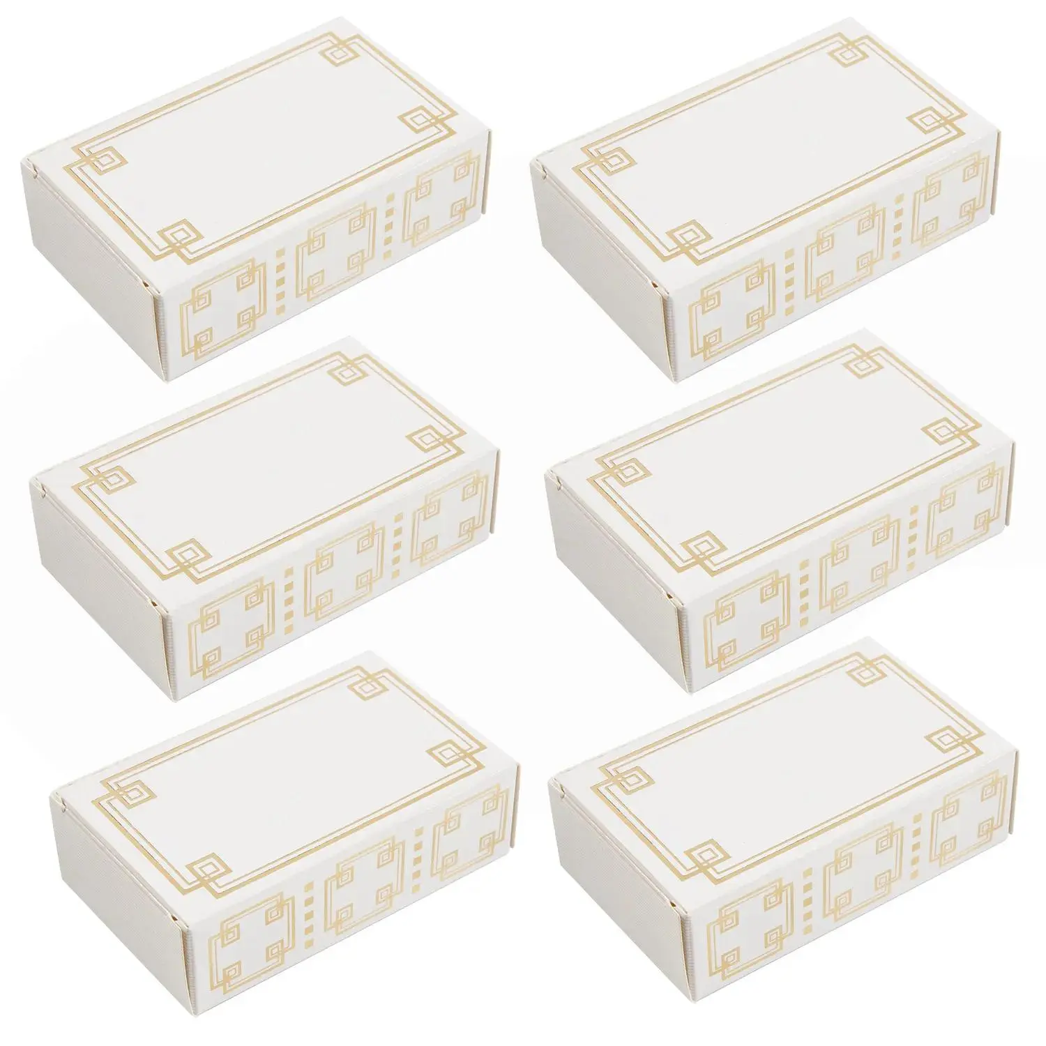 White Gold-Foil Trim Storybook Favor Boxes (3.25x2.25in) - 48-Pack Party Gift Packs, Wedding Idea, Sweet Treat Containers, DIY Decor, Kitchen & Drinkware Accessory Storage, Gift Box Design