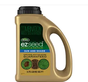 Scotts EZ Seed Patch & Repair Sun and Shade Mulch, Grass Seed, Fertilizer Combination for Bare Spots and Repair, 3.75 lb, Brown