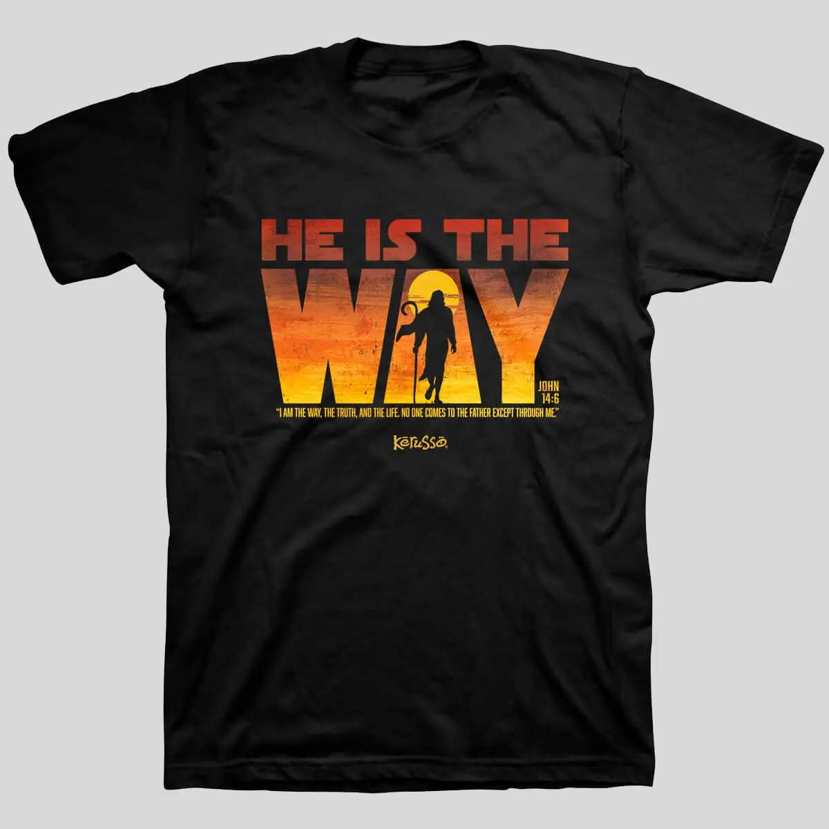 Men's Kerusso Christian Casual Menswear Short-Sleeve Classic Cotton T-Shirt - Biblical Quote "Jesus Is The Way", Hem-Designed Men's Top, Universe, Christian Clothing, Galaxy, Faith, Crew Neck, Graphic, Round Neck, Men's T Shirts