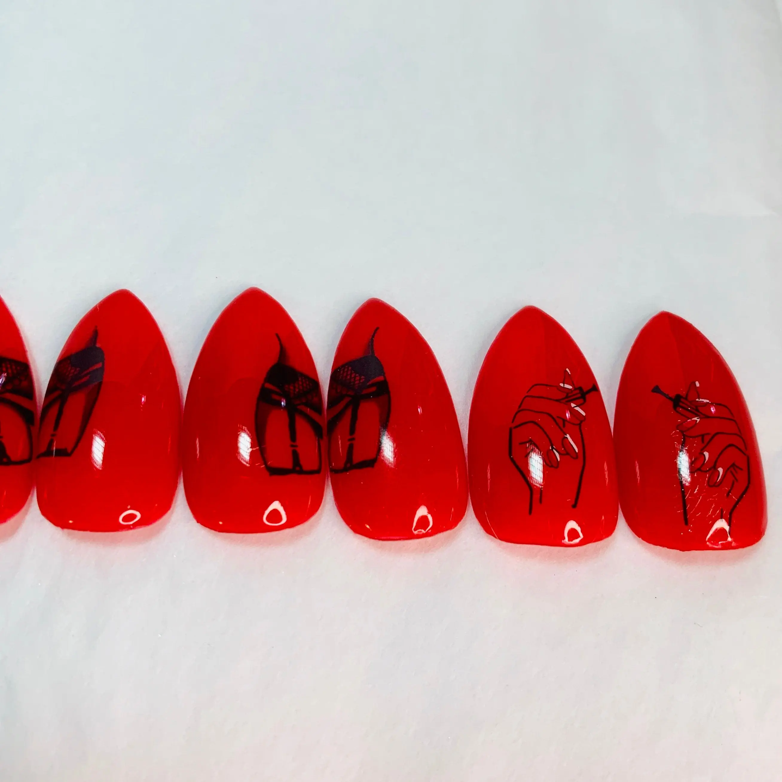Not Your Mama’s Red Nails 20 Piece Short Stiletto Press Ons Full Set with Reusable Tin and Prep Kit