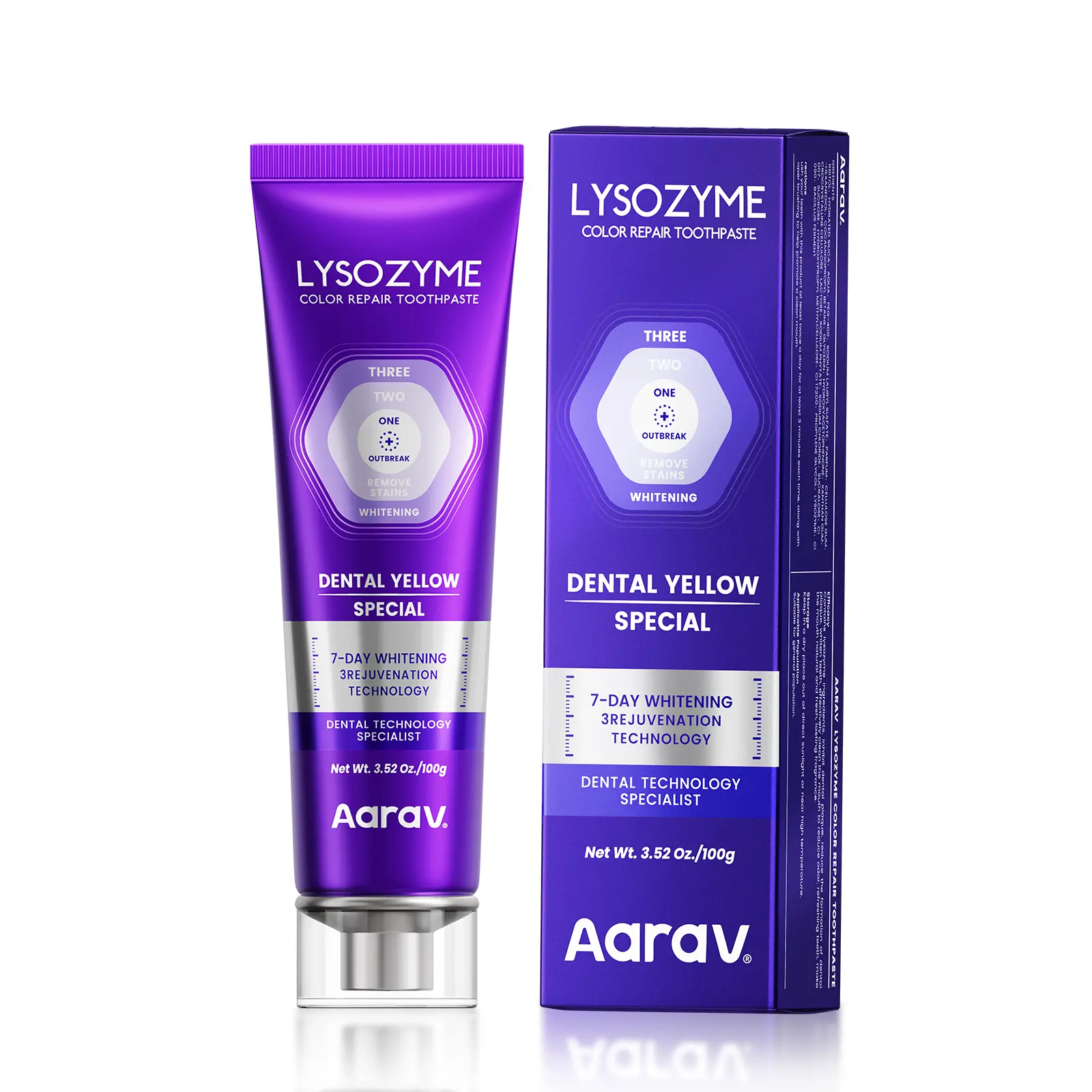 Aarav Lysozyme Purple Whitening Toothpaste 100g Instant Stain Removal ...