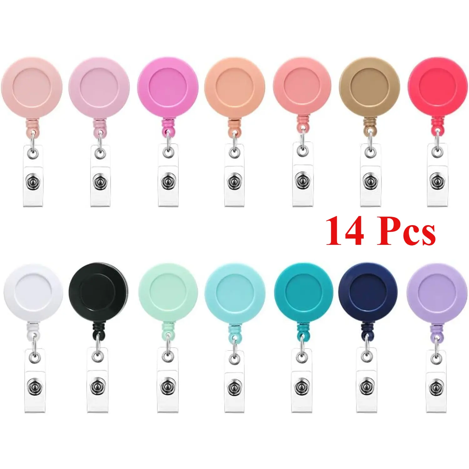 14 Pcs 24-in Retractable Nursing Badge Reel, Mixed Random Solid Color Nurse ID Badge Holder with 360° Swivel Alligator Clip