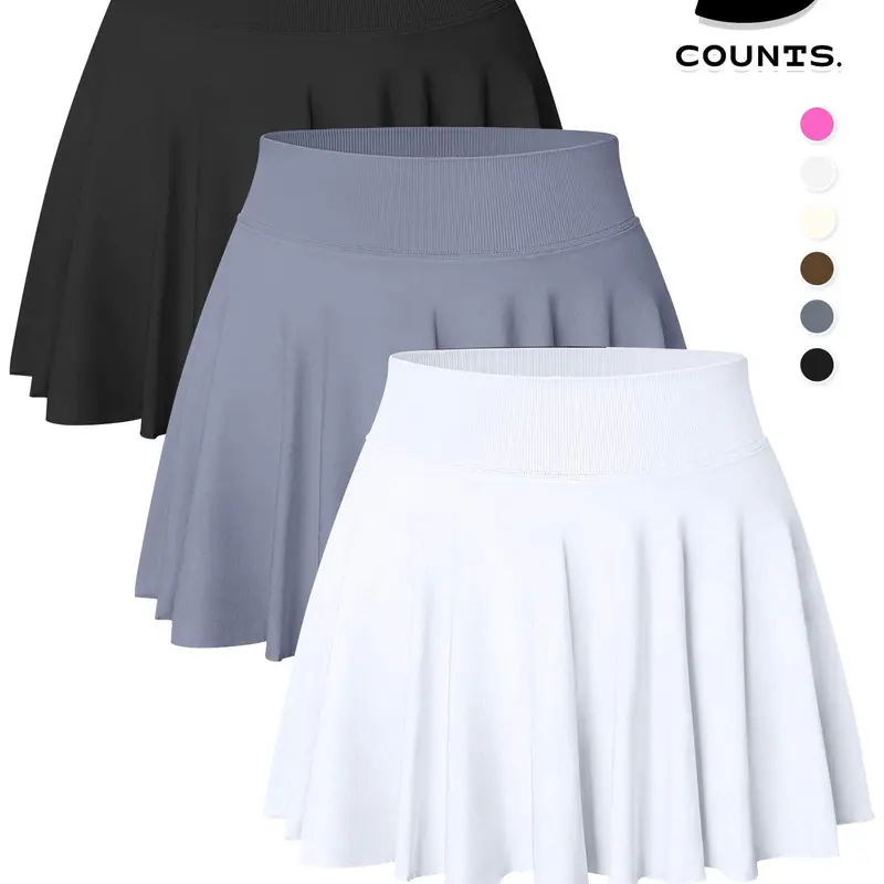 Women's 2 in 1 Solid Color Skort, Casual Comfy Elastic Waist Skort for Daily Wear, Tennis Attire, Ladies Bottoms for All Seasons, Casual Sporty Skort, Athletic Skorts, Sporty Breathable Skorts, Sports Skorts