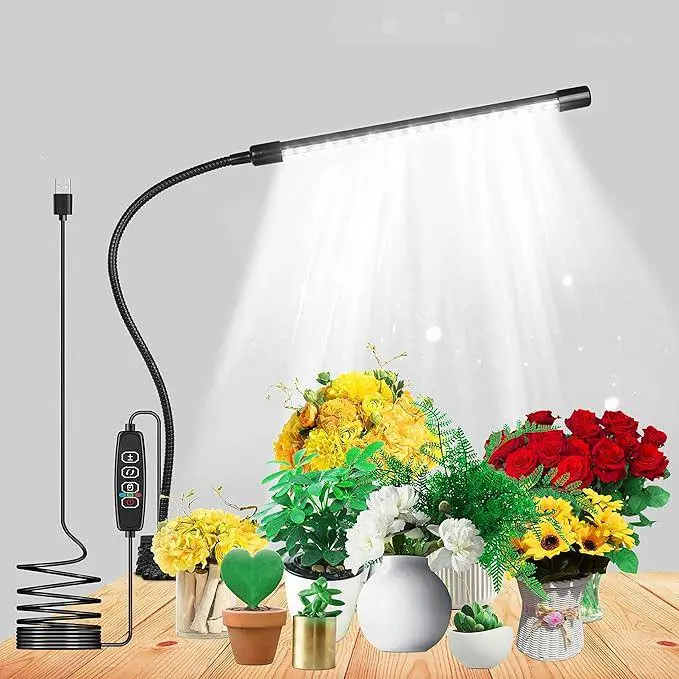 Grow Lights for Seed Starting, Full Spectrum Grow Lights for Indoor Plants Like Succulents, Fruits and Vegetables, Plant Light with Auto On Off Timing, 9 Dimming, 360 Degree Adjustable