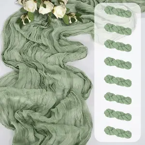 1 pcs Sage Green Cheese Cloth Table Runner, Folding Tablecloth, Holiday Birthday Decor, Wedding Decor, Holiday Home Decor, Party Room Dining Table Decor,  Birthday Decor, Wedding Decor, 2026 New Year Decor, Party Gifts, Baby Shower Decor, Party Decor