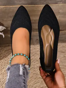 New Women's Fashion Flat Shoes, French Vintage Woven Textile Upper, Breathable Comfortable Casual Walking Shoes for All Seasons