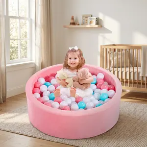 Apojungle Foam Ball Pit for Toddlers with 100 Balls, Large Baby Ball Pit for Babies with Soft Memory Sponge, Indoor Outdoor Baby Playpen, Kids Play Ball Pool