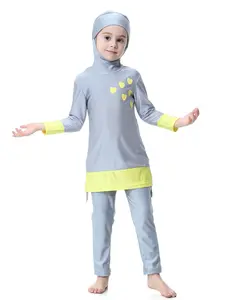 Burkini Swimsuit with Heart Pattern, Modest Full-Body Swimwear with UV Protection, Includes Swim Cap, Slim-Fitting Design