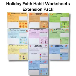 Christian Morning Routine Holiday Kit for Kids | Faith Habit Extension Worksheets | 10 Holiday Bible Activity Pages