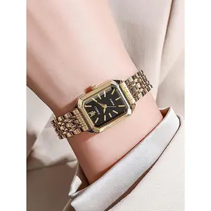 Women's Elegant Quartz Analog Watch Fashionable  Available Gold Tone Wristwatch for Party Modern Daily Wear Exquisite Stylish Watch Set Birthday Gift