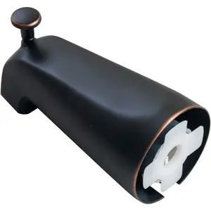 Slip On Oil Bronze Universal Bathroom Tub Spout with Diverter, Durable Heavy Duty Metal Bathtub Faucet with Shower Diverter - 4 Inches 1/2" Copper Pipe, Oil-Rubbed Bronze