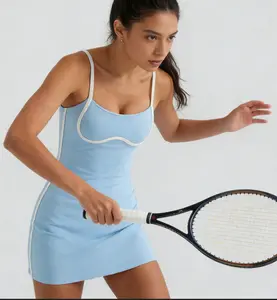 Color Block Slim Fit Yoga Dress with Built-in Bra Pads, Anti-Exposure for Tennis, Fitness, Running & Gym