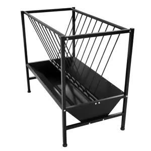 45 Gallon Pasture Hay Feeder, Heavy-Duty 2-in-1 Livestock Feeder for Hay & Grain with 25 Gallon Feed Pan, Easy to Assemble, Weather-Resistant Farm Manger for Goats, Sheep, Calves, Beef Cattle and Horses