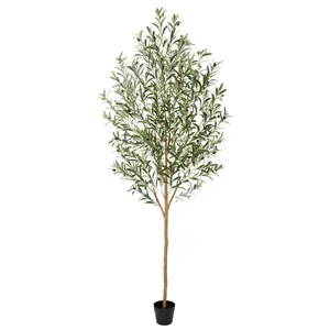 Nafresh 5ft/6ft/7ft Realistic Artificial Olive Tree Indoor, Faux Olive Tree with Real Wood Trunks, Lifelike Leaves and Vibrant Fruits  for Home Office Living Room Bedroom Garden Porch Balcony Corner Decor