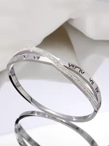 Women's Roman Numerals and Letters Cross Bracelet, Stainless Steel Cross Bracelet, Link Bracelets, Perfect Gift for Dates and Holidays, Exquisite Bracelet