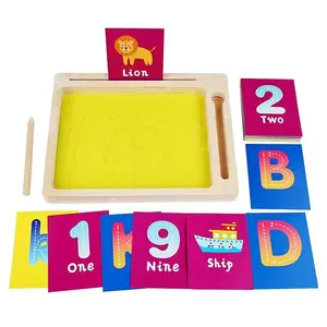 Wooden sand writing board toy, early childhood learning tool for children, alphabet recognition, number cards, and pen control training toy for teenagers，Children's Day gift