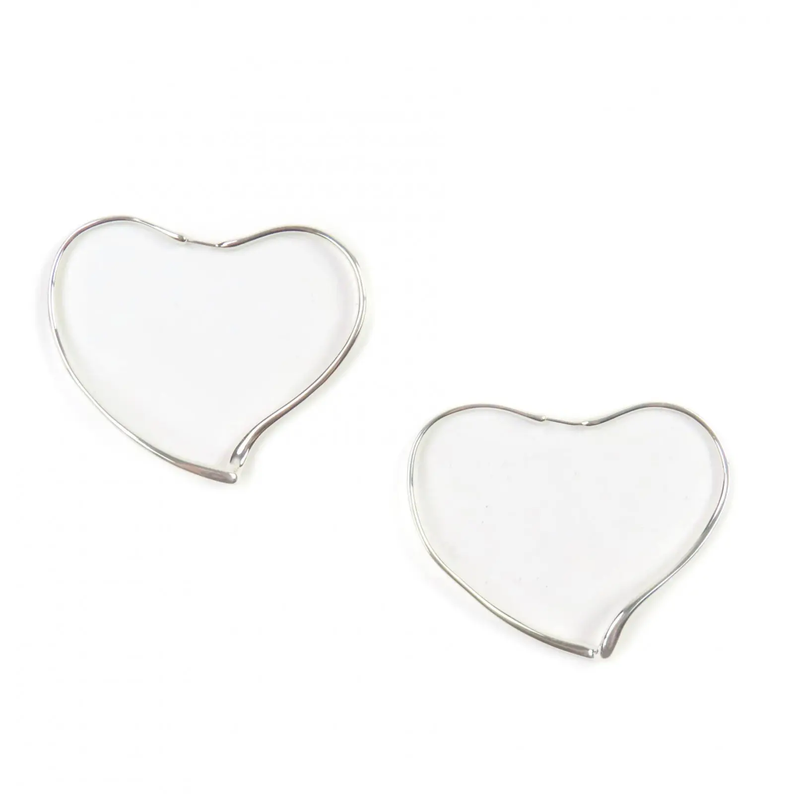Pre-owned Tiffany & Co. Sterling Silver 925 (Ag925) Small Leather Goods Tiffany&Co. Open Heart Hoop AG925 Earrings