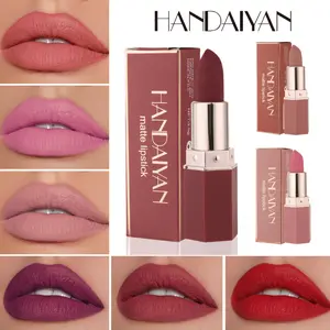 HANDAIYAN Velvety 6-Color Matte Lipstick - Waterproof Non-Stick Cup, Long-Lasting for Weddings, Festive Gatherings & Daily Commute
