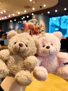 Cute Bear Cartoon Keychain, Plush Doll Car Key Chain, Soft Cute Fur Ball Pendant, Rabbit Plush Key Ring, Fluffy Bunny Keychain for Women Bags