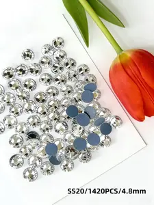 Hotfix Rhinestones Flat Back Glass Gems 1420pcs/280pcs Ss6-Ss30 2.0-6.0mm Round Crystal Nail Art DIY Bag Clothes Shoes Sparkly Rhinestone