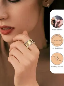 14K Gold Plated Stackable Ring - Colorfast Exquisite Cubic Zirconia Ring, a Fashion Statement Stackable Ring #Jewelry/Stainless Steel/Fade-Resistant/Hypoallergenic/Couples/Holidays/Parties/Ideal Gift