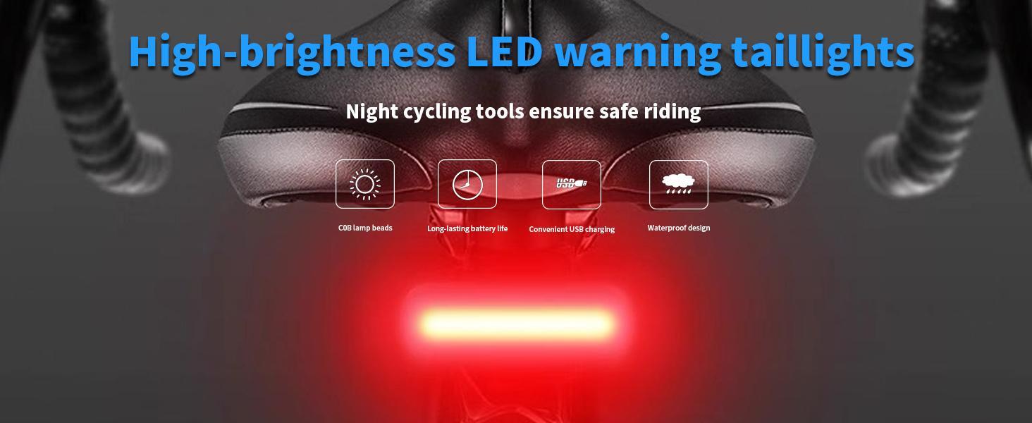 DIBMS Bike Light, High Lumens Super Bright Bicycle Lite, 6+4 Modes USB Rechargeable Bike Headlight & Taillight Set, Waterproof Safety Bike Front & Rearlight for Road, Mountain, Night