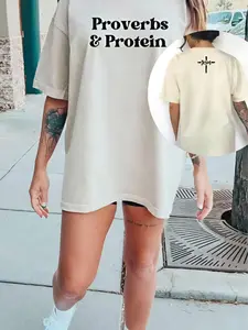 Comfort Colors Proverbs And Protein Pump Cover T-Shirt, Weight Lifting Oversized Workout Shirt, For Powerlifting Womens Pump T-Shirt, Christian Pump T-Shirt, for men and women