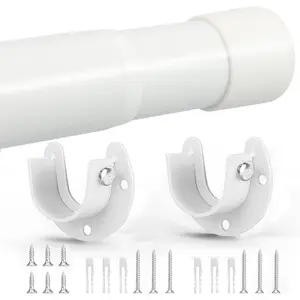 Closet Rod, 17 to 53 Inch Closet Rods for Hanging Clothes, Heavy Duty Adjustable Closet Hanging Rod Bar White Closet Poles for Wardrobes, Closet, Bathroom, Windows, 1.3 Inch Diameter