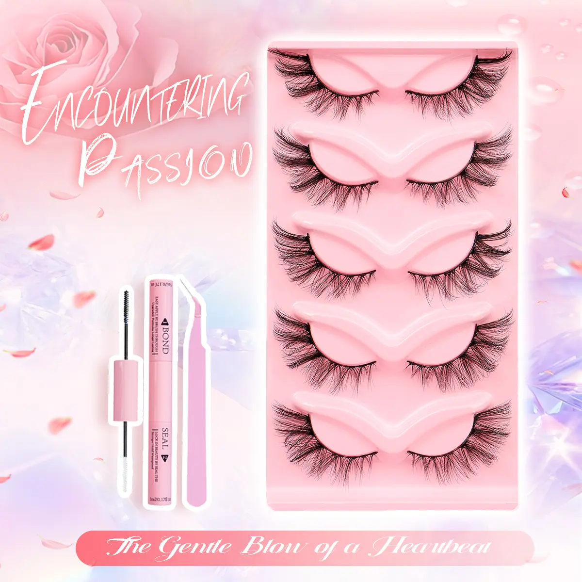 X03 Fox Eyes 5 Pairs Mixed Colour False Eyelash Set, Eyelash Glue, Eyelash Tweezers, Beginner's Tool, Cat Eye Effect False Eyelashes, Natural Volume Eye Makeup Striped Eyelashes for Women and Girls. manga lash v eyes lashes Cosmetic