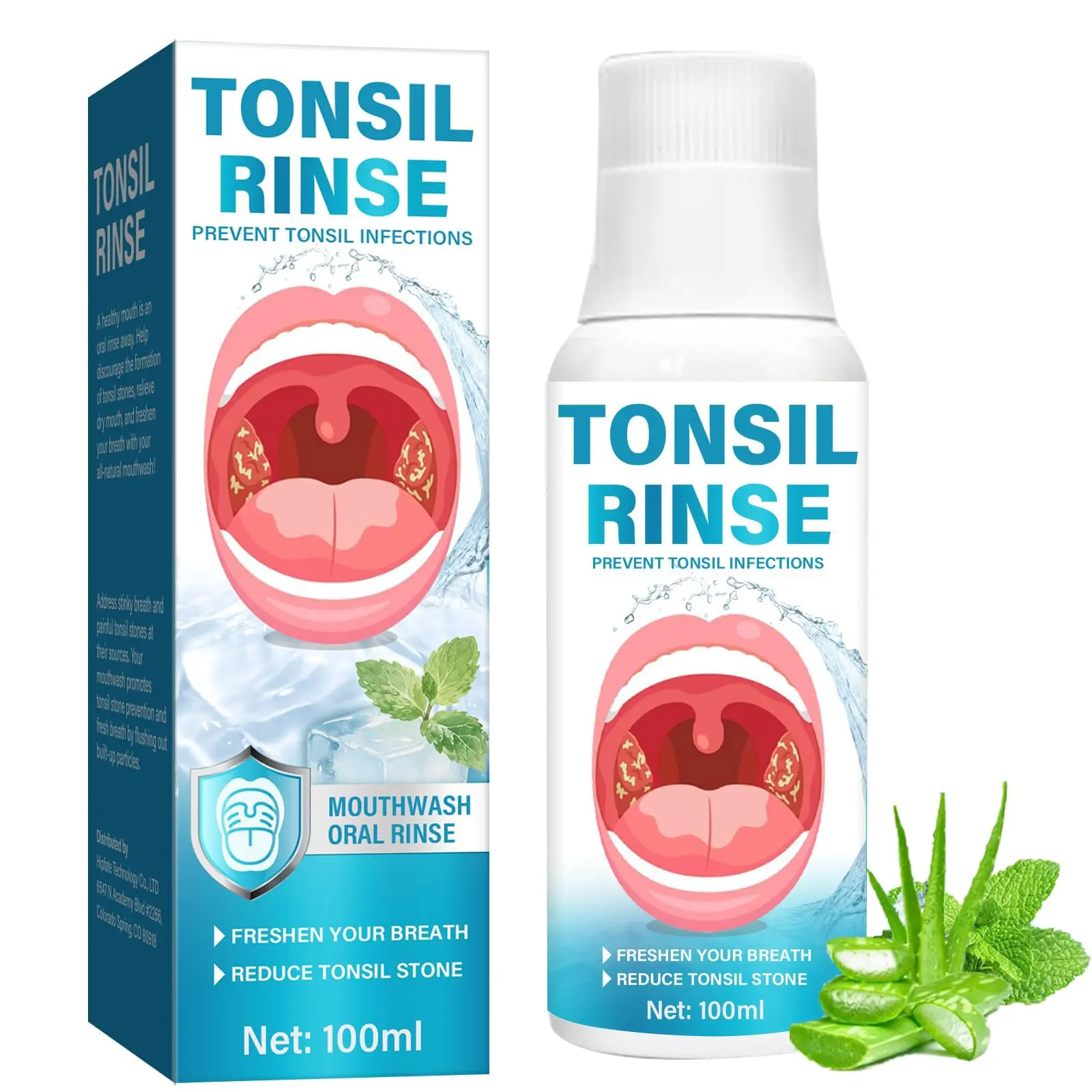 Natural Menthol Tonsil Rinse Mouthwash - 100ml Daily Gentle Sensitive Oral Care, Bad Breath Killer, Prevents Tonsil Infections & Stones, 100% Natural Ingredients