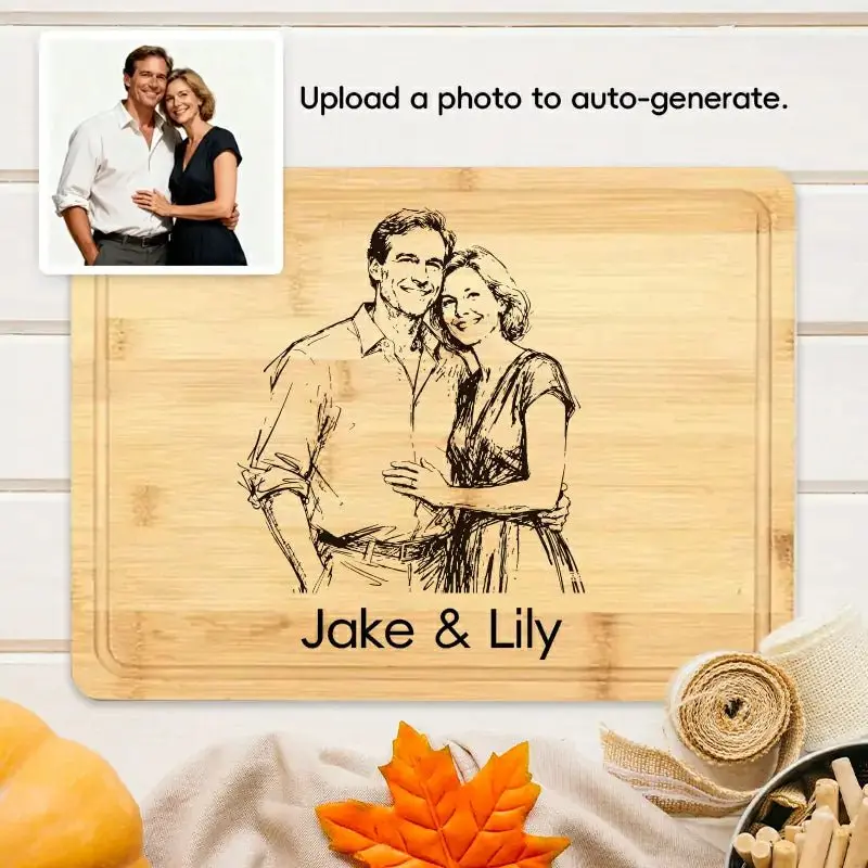 Custom Cutting Board with Names & Date – Personalized Wood Engraved Board | Family Gift Ideas By PrintToucan