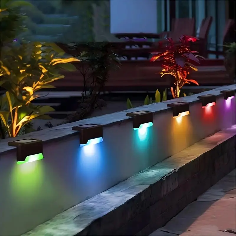 8 PCS Solar Powered Decorative Deck Lights - Waterproof Color-Changing Sensor LED Ambient Light, Cordless Step-Safe Mount for Outdoor Decks, Stairs