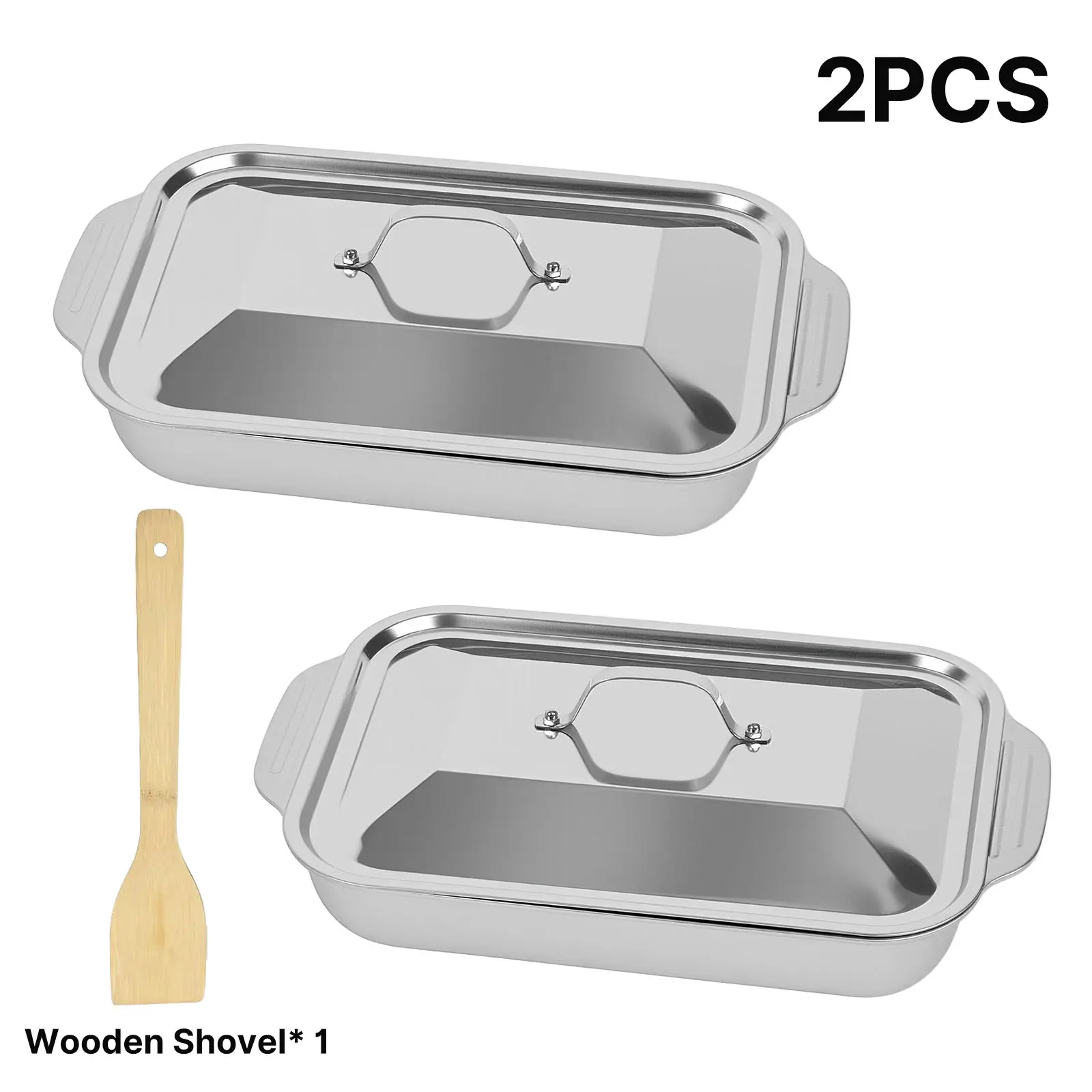 Stainless Steel Baking Pan, Heavy Duty Non-Stick Rectangular Baking Pan, Versatile Baking Tray, Roasting Baking Dish, Restaurant Supplies Reusable Anti Rust Steam Pan Water Pan For Kitchen Buffet Catering Steamer Trays Bakeware