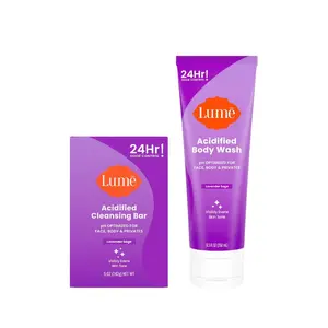 Lume Cleansing Bar or Acidified Body Wash Multipack - Shampoo, Face, Body, and Shave Bar or Hydrating AHA Body Wash Gel. Powered by Mandelic Acid to support the skin's acid mantle.