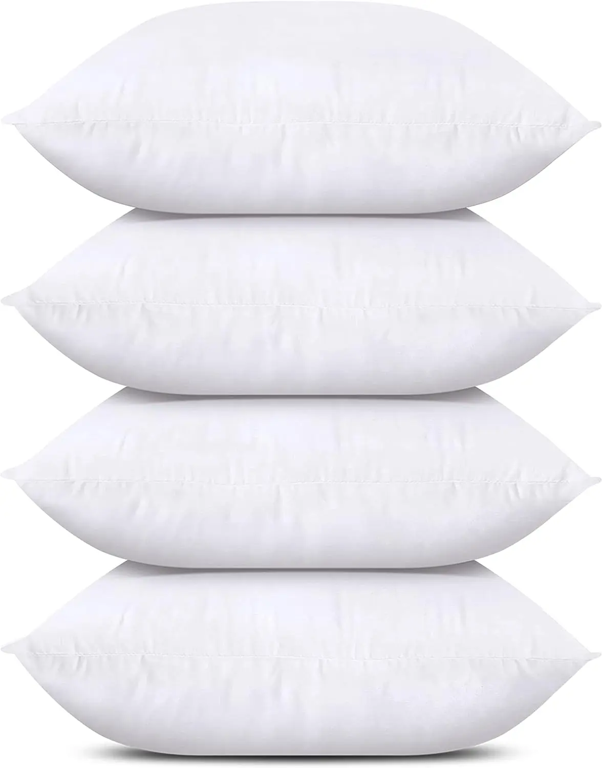 Throw Pillows (Set of 4, White), 18 x 18 Inches Pillows for Sofa, Bed and Couch Decorative Stuffer Pillow
